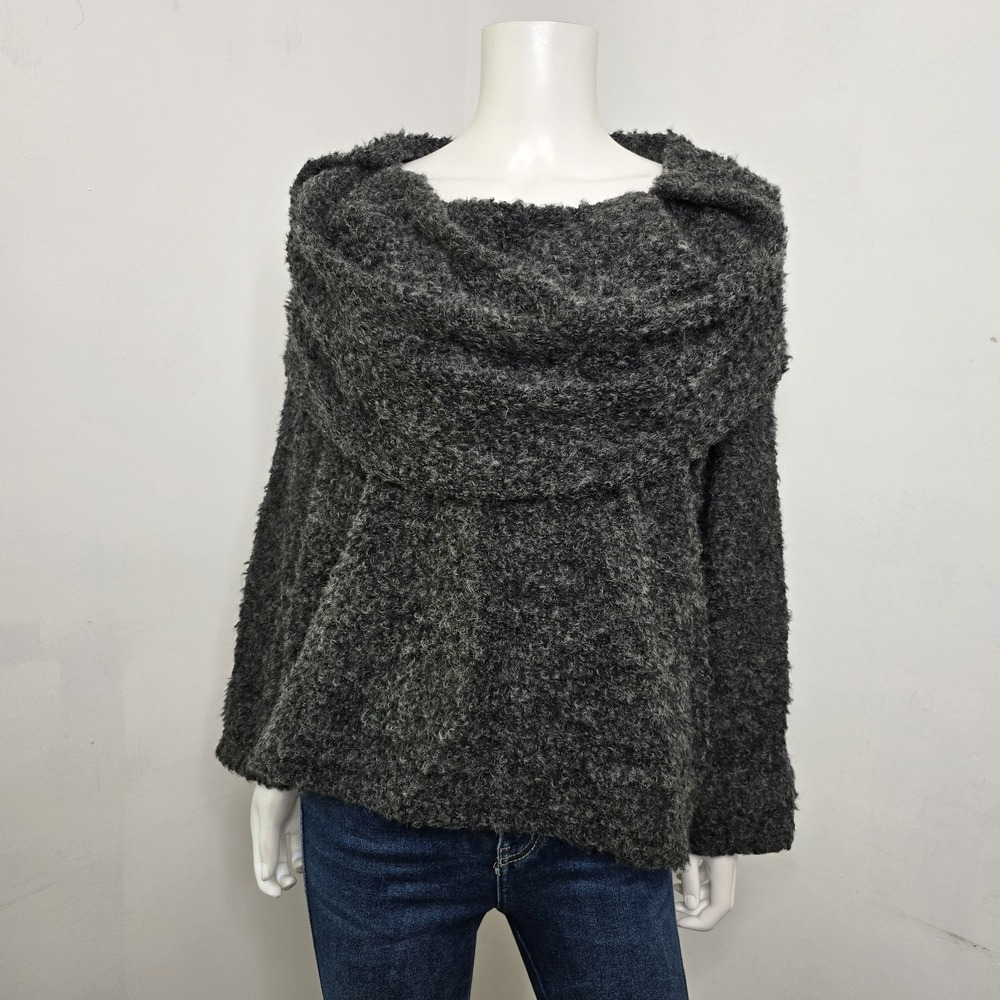 Transparente Cowl Neck Sweater Boucle Knit Germany Size S GR1 Lagenlook Pullover